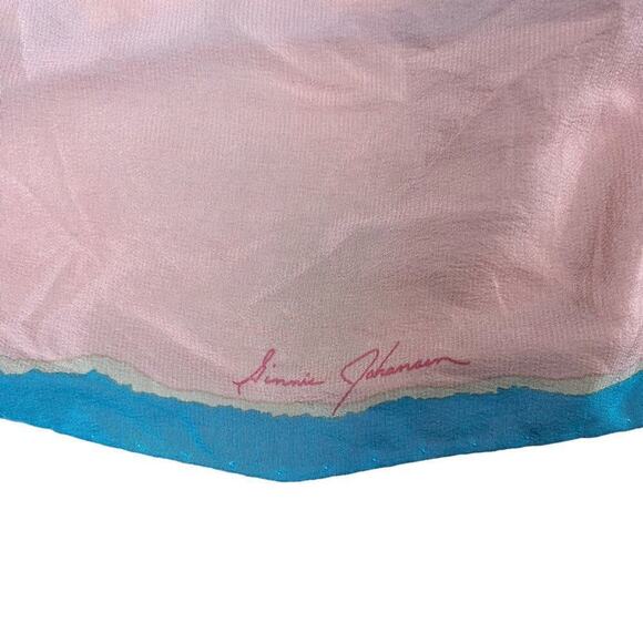 Ginnie Johansen Scarf Womens 32" x 34" Pink Vintage Silk Abstract Pastel - Picture 4 of 5